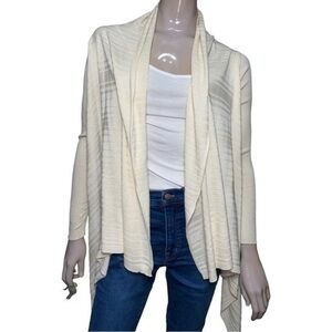 MaxMara Size S Ivory Winter White Horizontal Knit Open Sweater Cardigan
